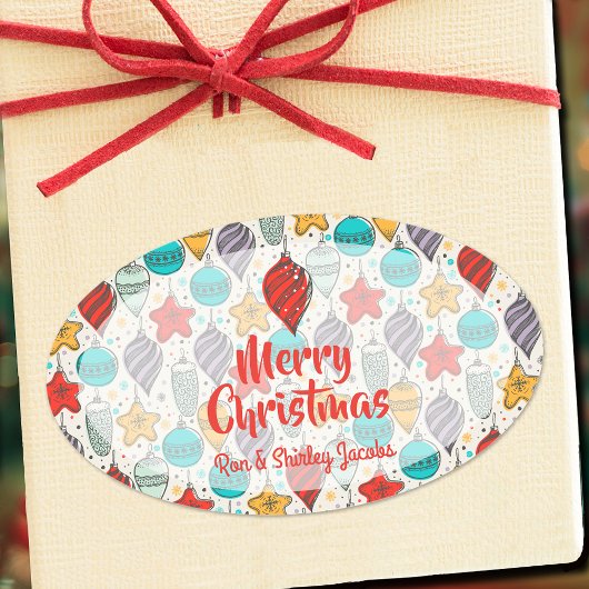 Vintager Weihnachtsbaum Ovaler Aufkleber