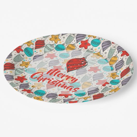 Vintager Weihnachtsbaum Pappteller (Schrägansicht)