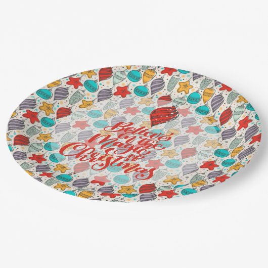 Vintager Weihnachtsbaum Pappteller (Schrägansicht)