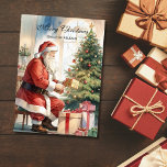 Vintager Weihnachtsbaum Personalisiert Feiertagskarte<br><div class="desc">Vintage Weihnachtskarte und Personalisierte Weihnachtskarte</div>