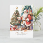 Vintager Weihnachtsbaum Personalisiert Feiertagskarte (Stehend Vorderseite)