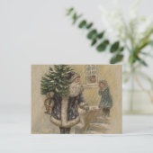 Vintager Weihnachtsbaum Postkarte (Stehend Vorderseite)