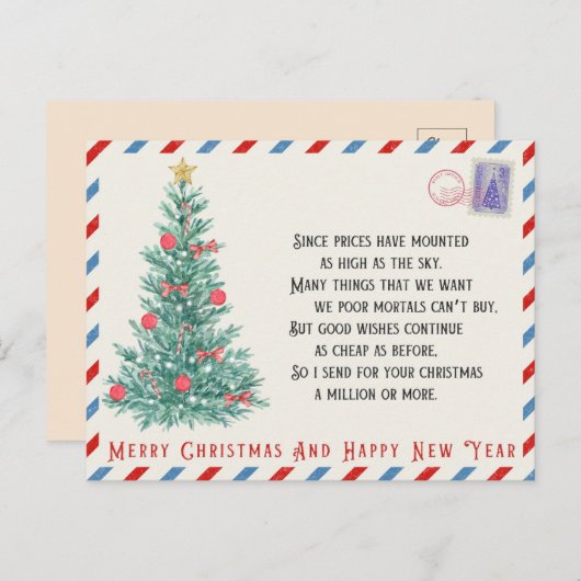 Vintager Weihnachtsbaum Postkarte (Vorne/Hinten)