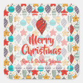 Vintager Weihnachtsbaum Quadratischer Aufkleber (Vorderseite)