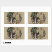 Vintager Weihnachtsbaum Rechteckiger Aufkleber (Blatt)