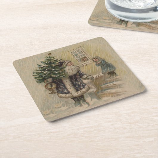 Vintager Weihnachtsbaum Rechteckiger Pappuntersetzer (angewinkelt)
