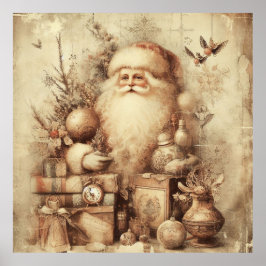 Vintager Weihnachtsbaum. Sepia toned art Poster