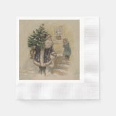 Vintager Weihnachtsbaum Serviette (Vorderseite)