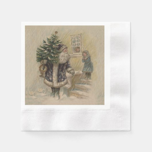 Vintager Weihnachtsbaum Serviette (Vorderseite)