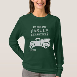 Vintager Weihnachtsbaum Truck Individuelle Name T-Shirt