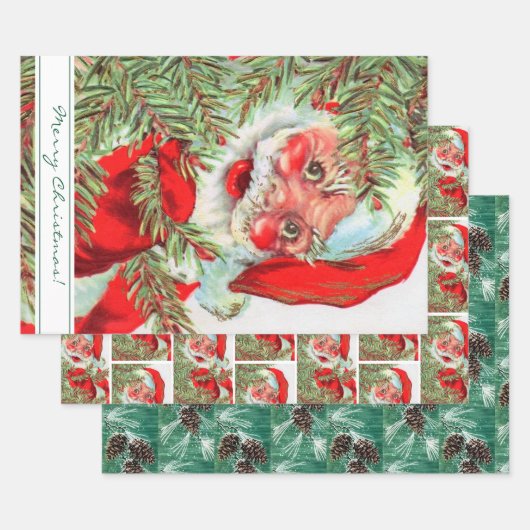 Vintager Weihnachtsbaum und Christbaum Geschenkpapier Set (Set)