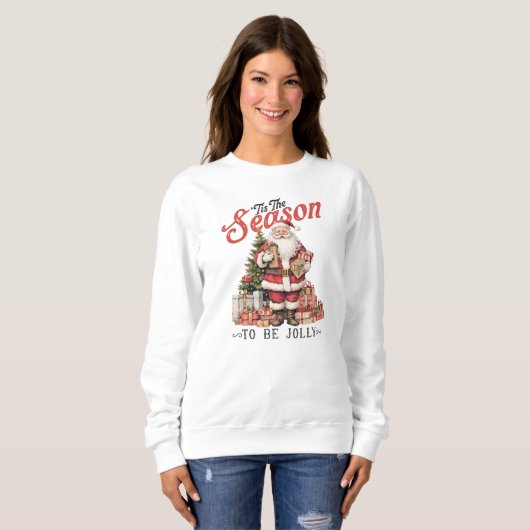 Vintager Weihnachtsbaum und Christbaum Sweatshirt (Vorne ganz)
