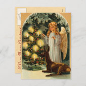Vintager Weihnachtsbaum und Engel Feiertagspostkarte (Vorne/Hinten)