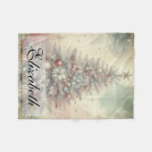 Vintager Weihnachtsbaum und Ornamente Fleecedecke (Vorderseite (Horizontal))