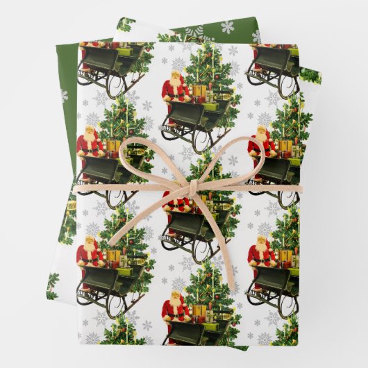 Vintager Weihnachtsbaum und Schneeflocken Geschenkpapier Set (Beispiel)