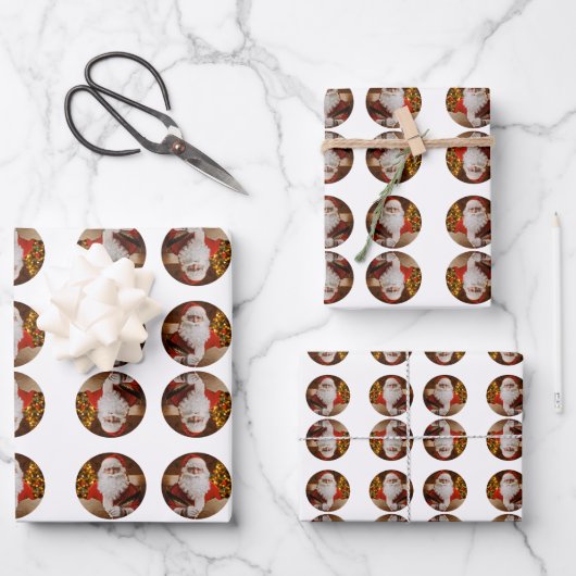 Vintager Weihnachtsbaum Weihnachtsbaum Muster Geschenkpapier Set (Vorderseite)