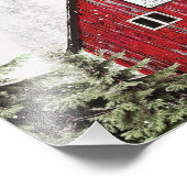 Vintager Weihnachtsbaumhof Roter Barn Fotodruck (Ecke)