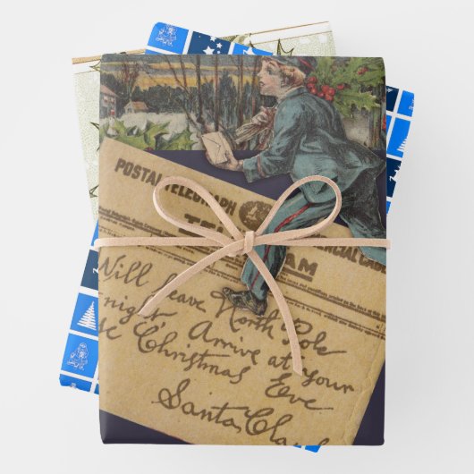 Vintager Weihnachtsbrief Geschenkpapier Set (Beispiel)