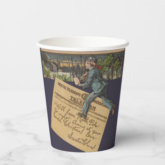 Vintager Weihnachtsbrief Pappbecher (Rückseite)