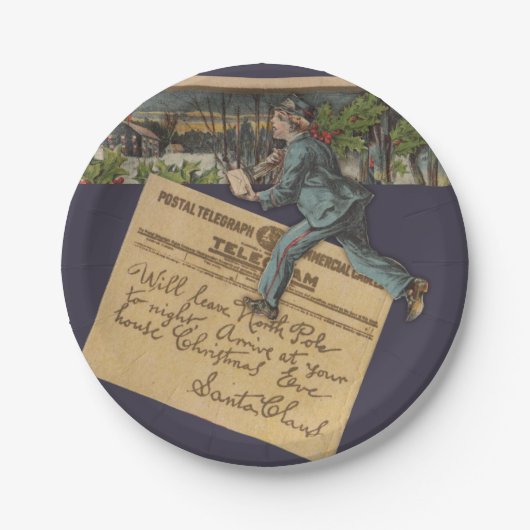 Vintager Weihnachtsbrief Pappteller (Vorderseite)