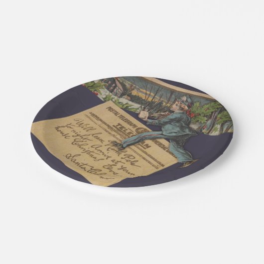 Vintager Weihnachtsbrief Pappteller (Schrägansicht)