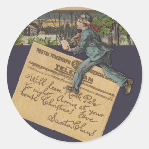 Vintager Weihnachtsbrief Runder Aufkleber
