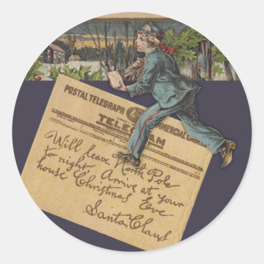 Vintager Weihnachtsbrief Runder Aufkleber (Vorderseite)