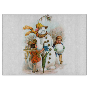 Vintager WeihnachtsdorfSnowman Schneidebrett