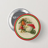 Vintager Weihnachtself mit Pilz Button (Vorne & Hinten)