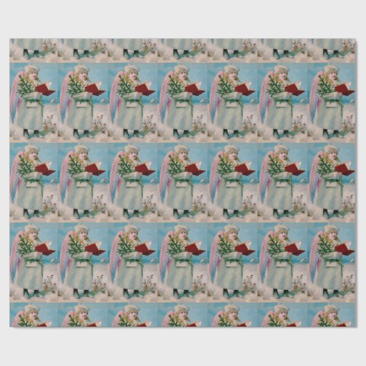 Vintager Weihnachtsengel Geschenkpapier (Flach)