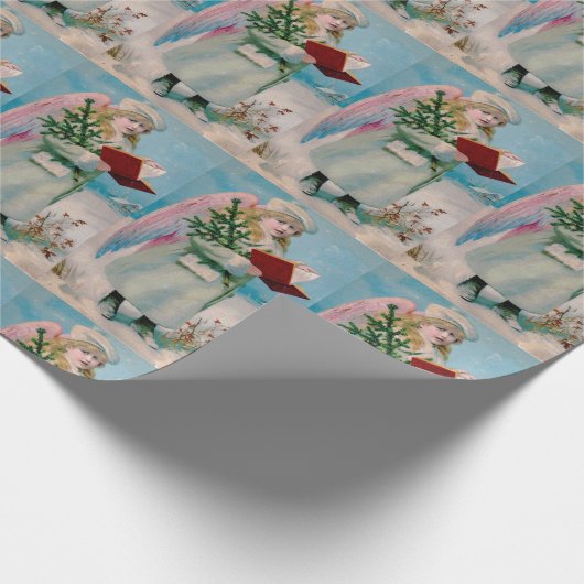Vintager Weihnachtsengel Geschenkpapier (Ecke)