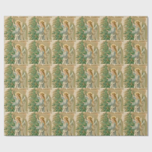 Vintager Weihnachtsengel Geschenkpapier (Flach)