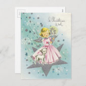 Vintager WeihnachtsEngel und Lamm Mitte des Jahrhu Feiertagspostkarte (Vorne/Hinten)