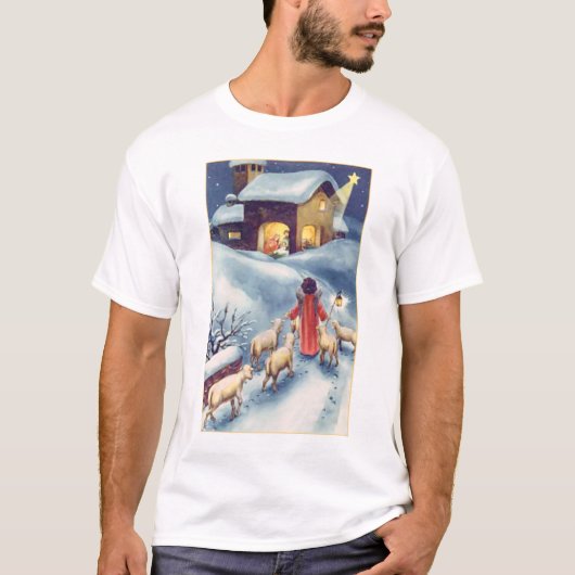 Vintager Weihnachtsengels-SchäferNativity T-Shirt (Vorderseite)