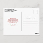 Vintager Weihnachtsfeiertag Postkarte (Rückseite)