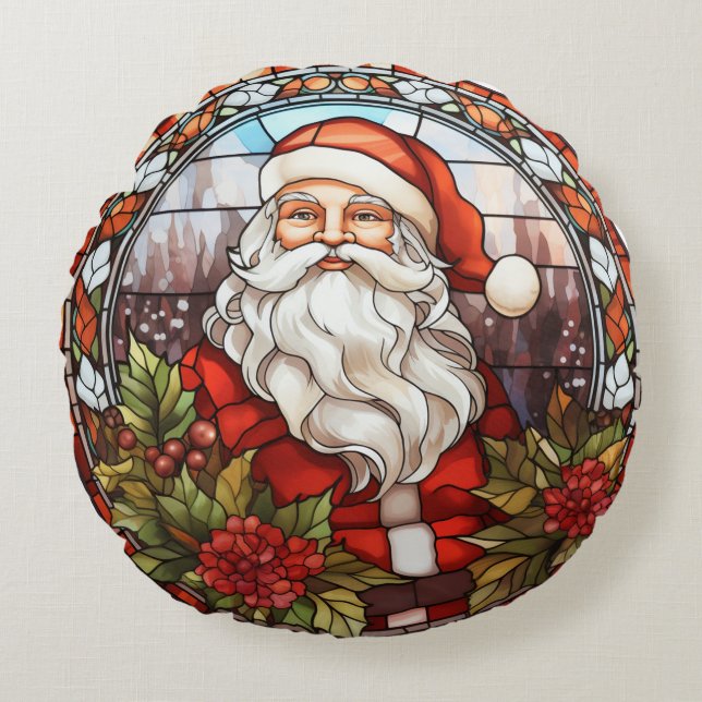 Vintager Weihnachtsfeiertag Rundes Kissen (Vorderseite)