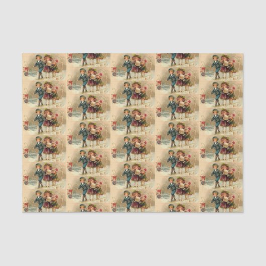 Vintager Weihnachtsfeiertag scherzt Partygewebe Seidenpapier (Vorderseite)