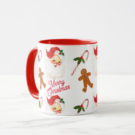 Vintager Weihnachtsfeiertag Tasse (Vorderseite Links)
