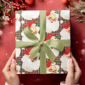 Vintager Weihnachtsfest Kariert Geschenkpapier