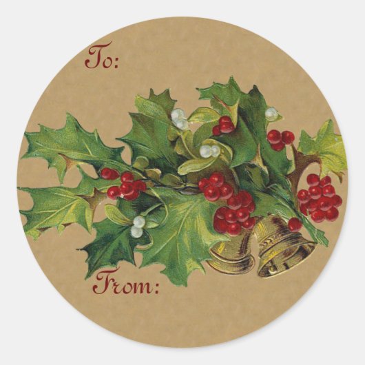 Vintager Weihnachtsgeschenk Runder Aufkleber (Vorderseite)