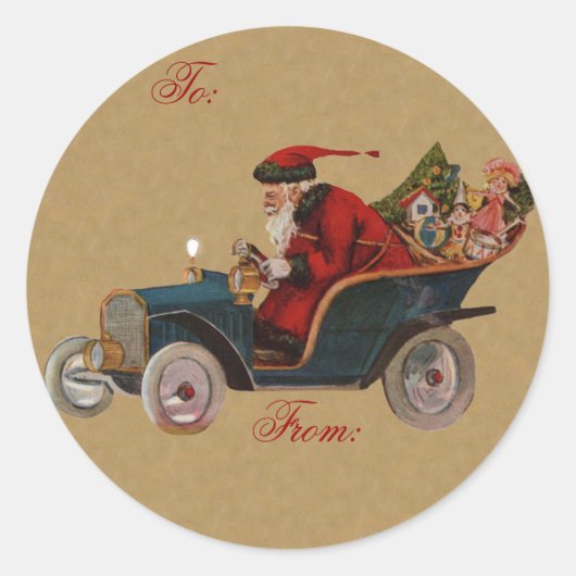 Vintager Weihnachtsgeschenk Runder Aufkleber (Vorderseite)