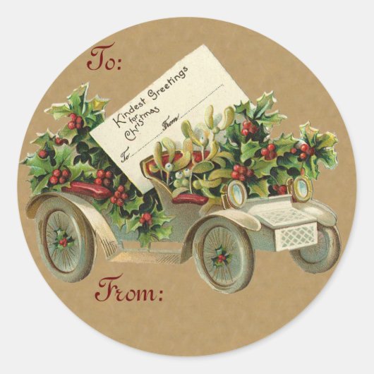 Vintager Weihnachtsgeschenk Runder Aufkleber (Vorderseite)