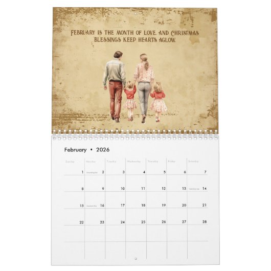 Vintager Weihnachtskalender Kalender (Feb 2026)