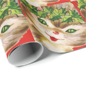 Vintager Weihnachtskitty Geschenkpapier (Rolleneckpunkt)