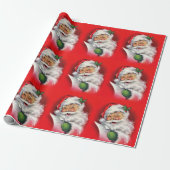 Vintager Weihnachtsklaus überprüft Weihnachtsliste Geschenkpapier (Ungerollt)