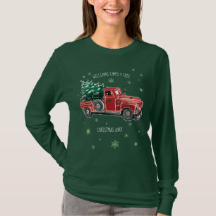 Vintager WeihnachtsLastzug mit Schneeflocken Weiß T-Shirt