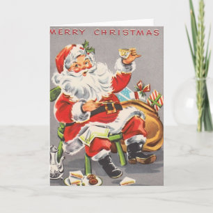 Vintager Weihnachtsmann 1950 Feiertagskarte