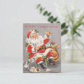 Vintager Weihnachtsmann 1950 Feiertagspostkarte (Stehend Vorderseite)