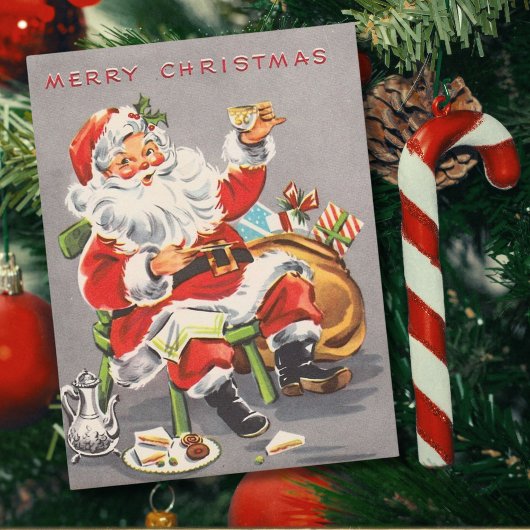 Vintager Weihnachtsmann 1950 Feiertagspostkarte