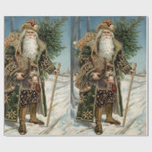 Vintager Weihnachtsmann 3 Geschenkpapier (Flach)